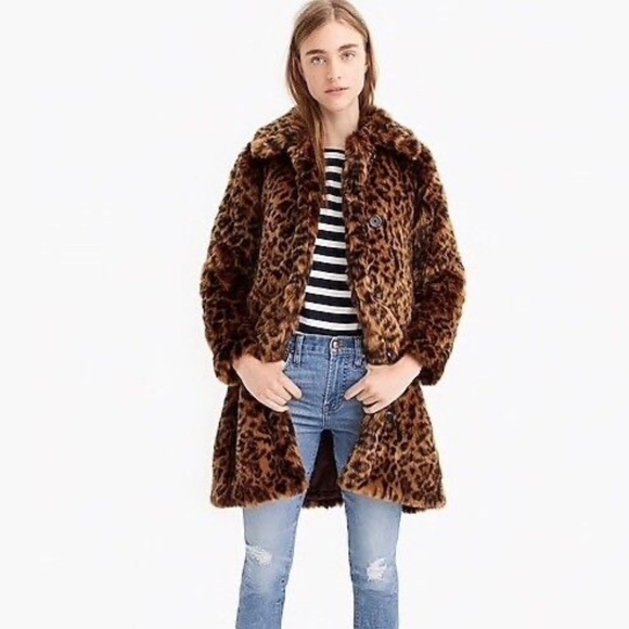 JCrew FAUX-FUR LEOPARD COAT Small - Picture 3 of 3